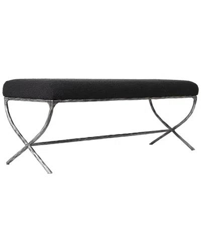 Safavieh Couture Janeen Boucle And Metal Bench In Black