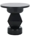 Safavieh Couture Jaymee Round Wood Accent Table In Black