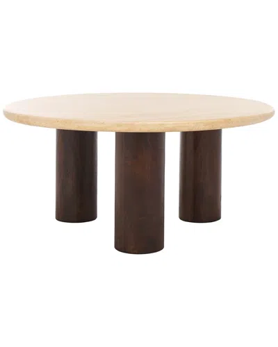 Safavieh Couture Jennamira Travertine Coffee Table In Brown