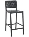 Safavieh Couture Jeremiah Woven Leather Counter Stool In Black