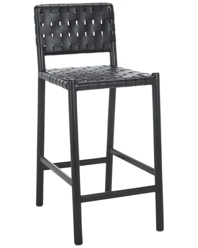 Safavieh Couture Jeremiah Woven Leather Counter Stool In Black