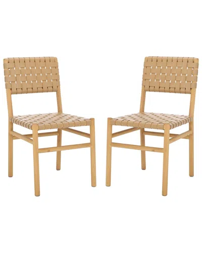 Safavieh Couture Jeremiah Woven Leather Dining Chair In Brown