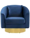 Safavieh Couture Joaquin Swivel Barrel Chair In Navy