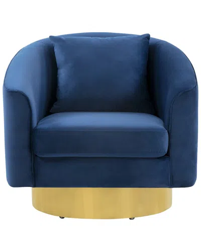 Safavieh Couture Joaquin Swivel Barrel Chair In Navy
