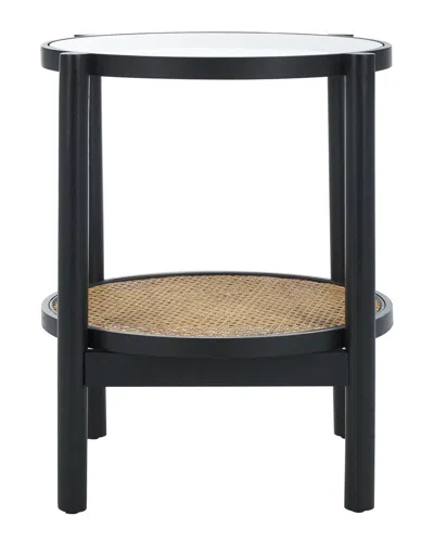 Safavieh Couture Karyna Rattan & Glass Accent Table In Black