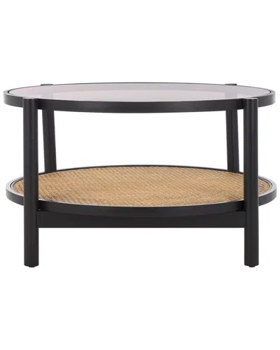Safavieh Couture Karyna Rattan & Glass Table In Black