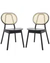 Safavieh Couture Kristianna Set Of 2 Rattan Back Dining Chairs In Black