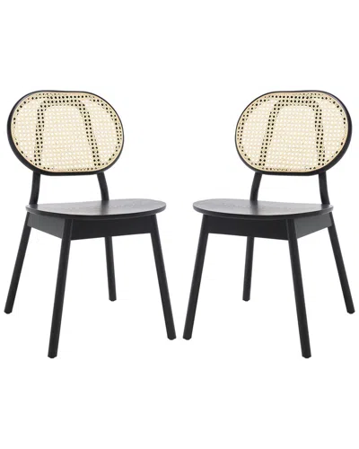 Safavieh Couture Kristianna Set Of 2 Rattan Back Dining Chairs In Black