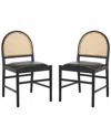 Safavieh Couture Laylie Rattan & Leather Dining Chair In Black