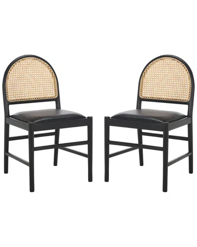 Safavieh Couture Laylie Rattan & Leather Dining Chair In Black