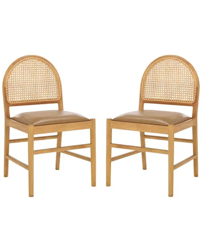 Safavieh Couture Laylie Rattan & Leather Dining Chair In Brown