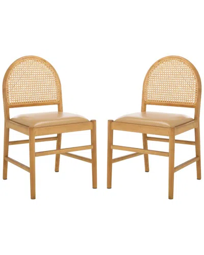 Safavieh Couture Laylie Rattan & Leather Dining Chair In Brown