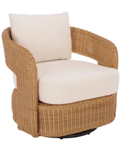 Safavieh Couture Leanna Rattan Swivel Chair In Brown