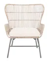Safavieh Lenu Rattan Accent Chair With Cushion In Grey