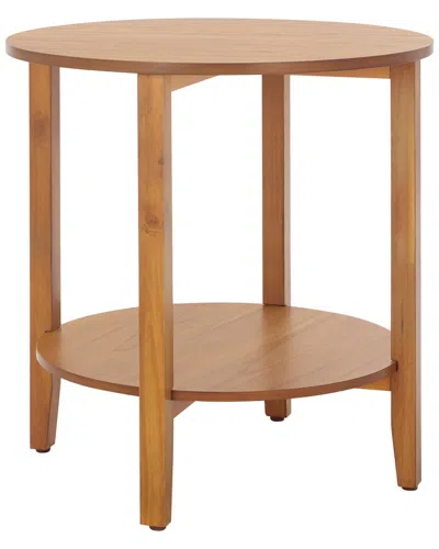 Safavieh Couture Leonardi Round Wood Accent Table In Brown
