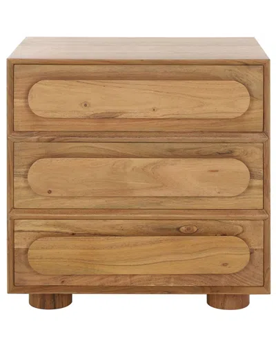 Safavieh Couture Lesliette 3 Drawer Wood Nightstand In Brown