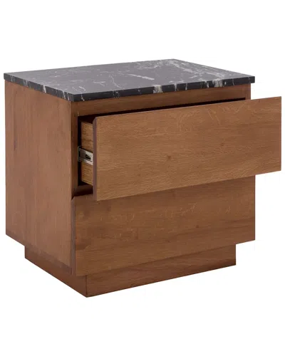Safavieh Couture Lilybelle Marble Top Nightstand In Brown