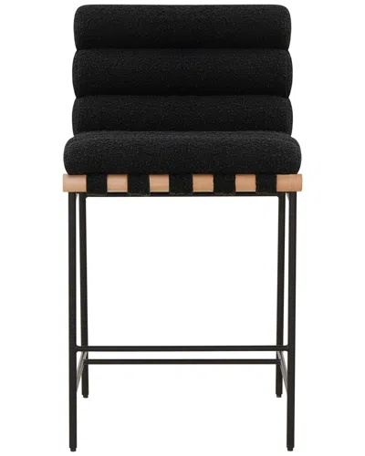 Safavieh Couture Macibella Channel Tufted Boucle Counter Stool In Blue