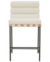 Safavieh Couture Macibella Channel Tufted Boucle Counter Stool In White