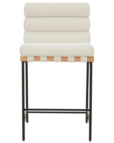 Safavieh Couture Macibella Channel Tufted Boucle Counter Stool In White