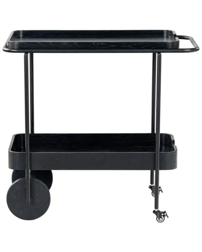 Safavieh Couture Malek Wood & Metal 2 Shelf Bar Cart In Black