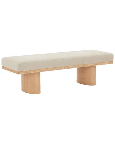 Safavieh Couture Maribelle Linen & Wood Bench In Brown
