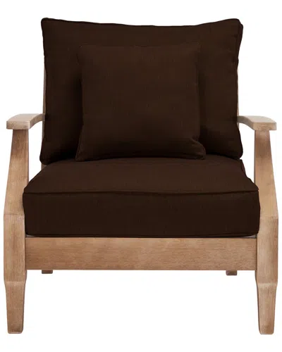 Safavieh Couture Martinique Wood Patio Armchair In Brown
