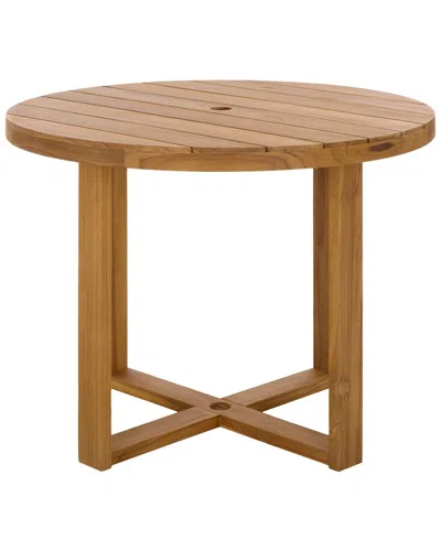 Safavieh Couture Mayaguana Round Teak Dining Table In Brown