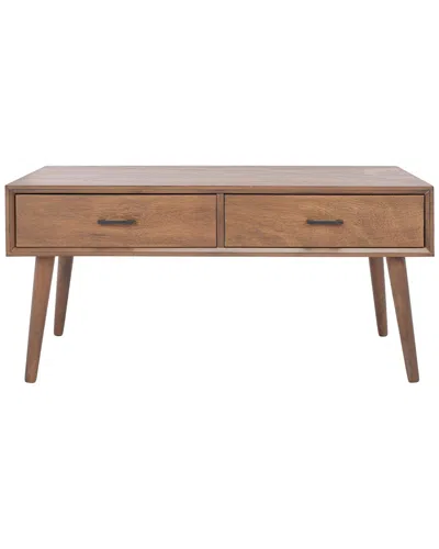Safavieh Couture Mozart Mid Century 2 Drawer Coffee Table In Brown