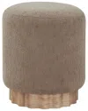 Safavieh Couture Nikolas Round Boucle Ottoman In Brown
