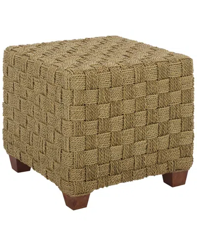 Safavieh Couture Norabelle Square Seagrass Ottoman In Green