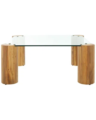 Safavieh Couture Robbie Square Glass Coffee Table In Brown