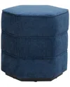 Safavieh Couture Rosaria Chenille Hexagon Ottoman In Blue