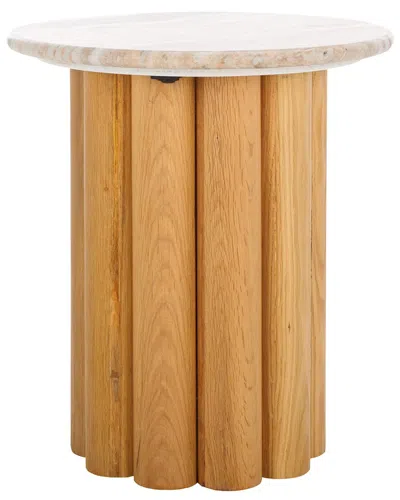 Safavieh Couture Roxiella Marble Top Accent Table In Brown