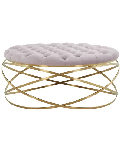 Safavieh Couture Rumi Tufted Velvet Ottoman In Taupe