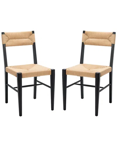 Safavieh Couture Set Of 2 Cody Rattan Dining Chairs In Brown