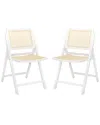 Safavieh Couture Set Of 2 Desiree Cane Folding Dining Chairs In White