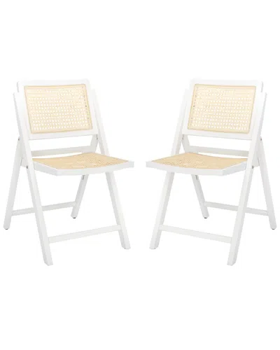 Safavieh Couture Set Of 2 Desiree Cane Folding Dining Chairs In White