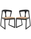 Safavieh Couture Set Of 2 Jamal Black Woven Dining Chairs In Black