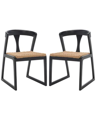 Safavieh Couture Set Of 2 Jamal Black Woven Dining Chairs