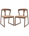 Safavieh Couture Set Of 2 Jamal Walnut Woven Dining Chairs In Brown