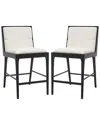 Safavieh Couture Set Of 2 Laycee Linen Counter Stools In Black