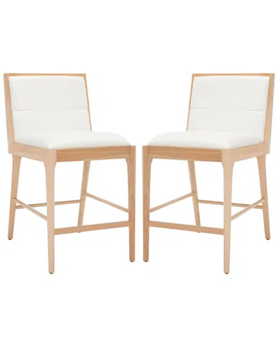 Safavieh Couture Set Of 2 Laycee Linen Counter Stools In Brown