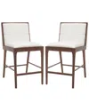 Safavieh Couture Set Of 2 Laycee Linen Walnut Counter Stools In Brown