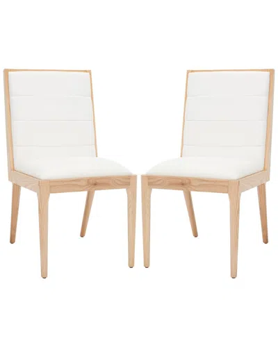 Safavieh Couture Set Of 2 Laycee Natural & Linen Dining Chairs In Brown