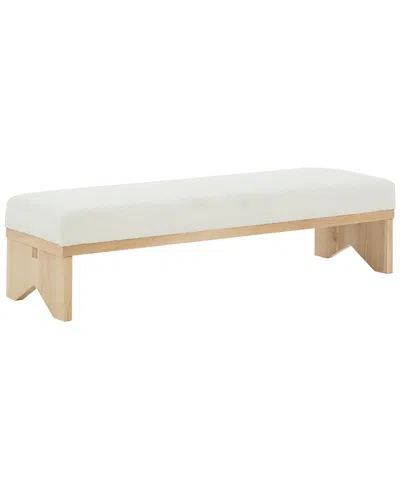 Safavieh Couture Sharyn Boucle & Wood Bench In Brown