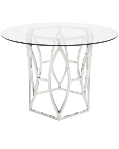 Safavieh Couture Shaw Glass Top Dining Table In Silver