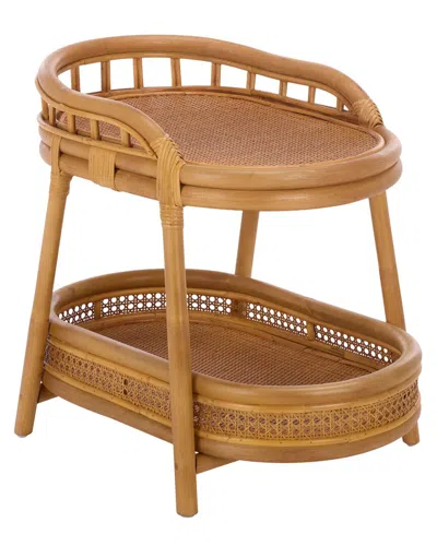 Safavieh Couture Shayleen Rattan Pole Accent Table In Brown