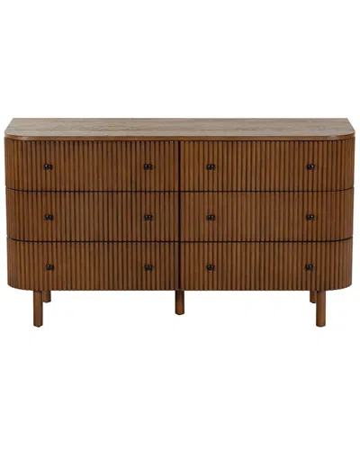 Safavieh Couture Shelbie 6-drawer Reeded Dresser In Brown