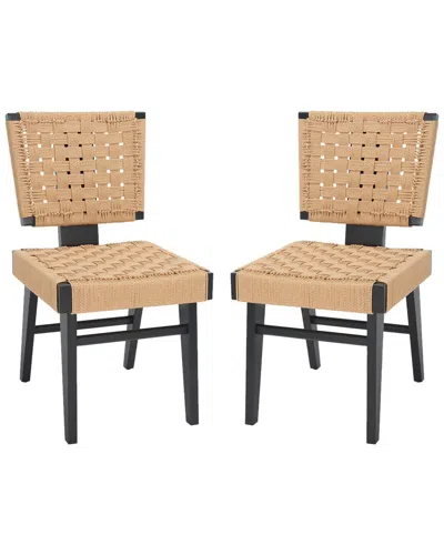 Safavieh Couture Susanne Set Of 2 Woven Dining Chairs In Black